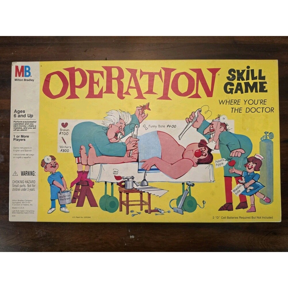 1965 Operation Game by Milton Bradley Complete Works in Very Good Condition